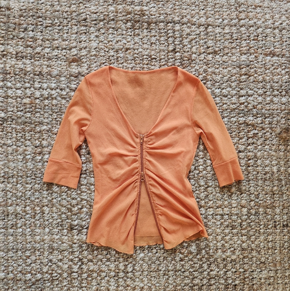 Y2k Orange Mesh Women's Top S